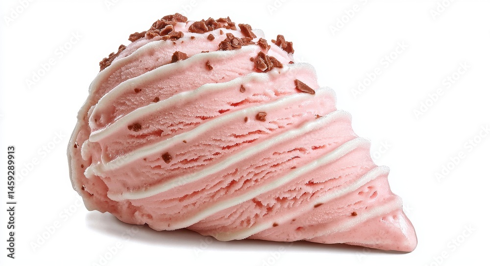 Pink Strawberry Ice Cream Scoop with White Chocolate Drizzle and Chocolate Sprinkles Pink Strawberry Ice Cream Scoop with White Chocolate Drizzle and Chocolate Sprinkles