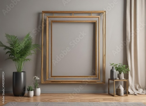 Geometric frame arrangement mockup  Modern home decor, balanced design , shape, photo frames