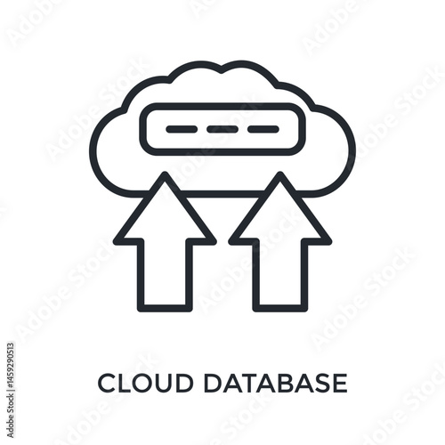 Cloud Database Icon Outline Style. Vector Illustration For Graphic Design