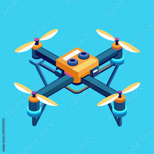 An illustration of a drone with four propellers, showcasing its sleek design and modern technology.