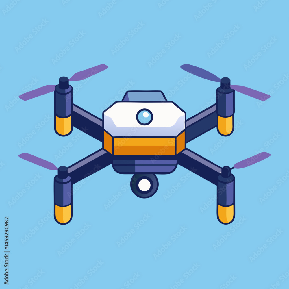 An illustration of a drone with four propellers, showcasing its sleek design and modern technology. An illustration of a drone with four propellers, showcasing its sleek design and modern technology.