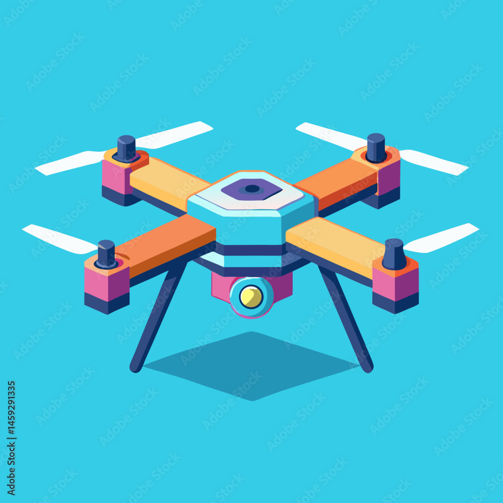 An illustration of a drone with four propellers, showcasing its sleek design and modern technology. An illustration of a drone with four propellers, showcasing its sleek design and modern technology.