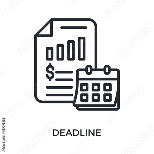 Deadline Icon Outline Style. Vector Illustration For Graphic Design