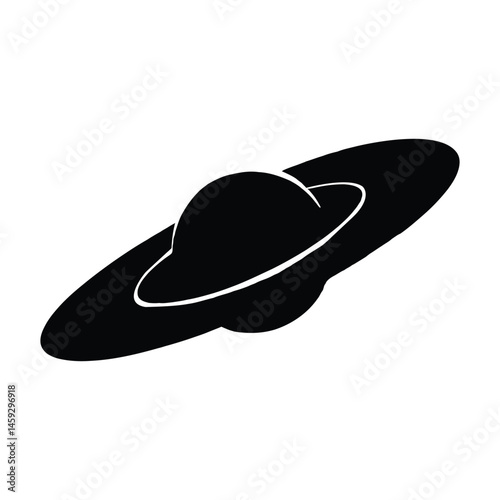 Gravitational lensing effect Silhouette, Vector, Illustration, Icon, Logo, White Background.