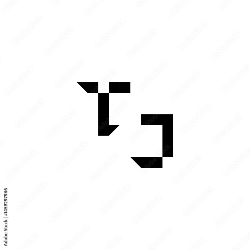 Obraz premium sporty style monogram cool minimalist logo TJ Initial square concept Alphabet