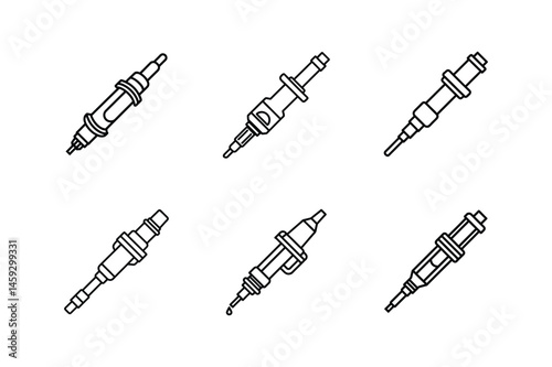 fuel injector icon line art vector illustration
