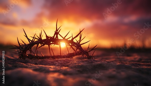 Dramatic sunset over a crown of thorns.
