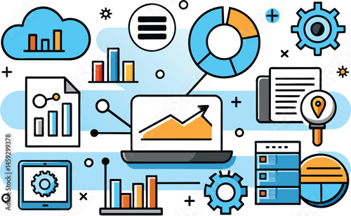 Technology, marketing strategy, flat illustration, vector illustration.
