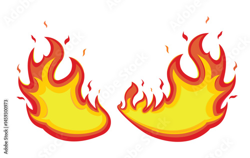 Fire. Vector image of flame. Flame in drawing style, bright saturated fire. Anime fire.