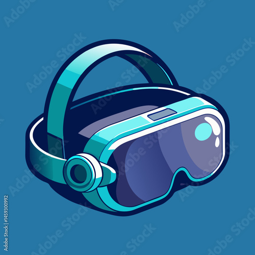 Virtual reality headset placed on a table, accompanied by glasses and headphones, ready for immersive experiences.