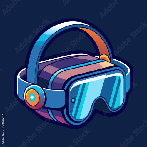 Virtual reality headset placed on a table, accompanied by glasses and headphones, ready for immersive experiences.