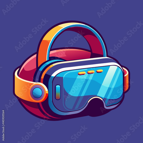 Virtual reality headset placed on a table, accompanied by glasses and headphones, ready for immersive experiences.