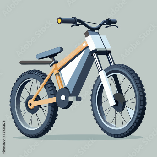 Electric bike positioned on a gray background, showcasing its sleek design and modern features.
