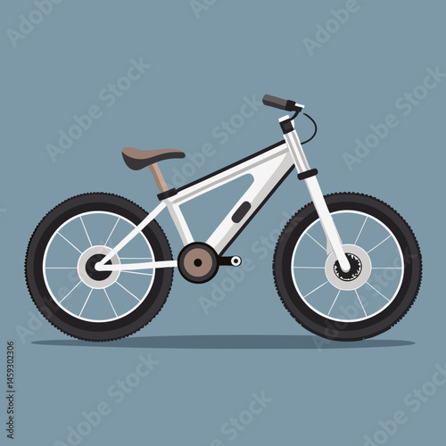 Electric bike positioned on a gray background, showcasing its sleek design and modern features.