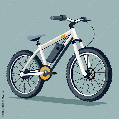 Electric bike positioned on a gray background, showcasing its sleek design and modern features.