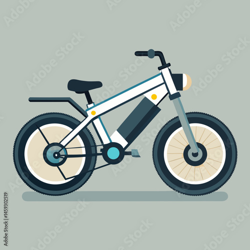Electric bike positioned on a gray background, showcasing its sleek design and modern features.