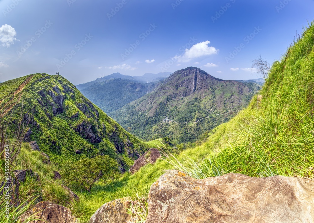 Naklejka premium Panoramic view from Adams Peak near Ella in Sri Lanka
