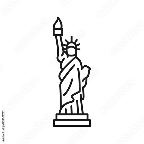 Liberty vector icon illustration on white background. Historical building and monument icons in line style