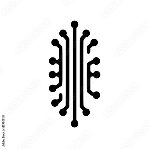 Abstract Circuitry Symbol on White: Minimalist Tech Design