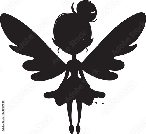 Silhouette of a Dancing Fairy Holding a Magic Wand
