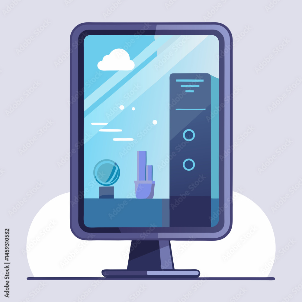 A smartphone displaying a phone and a tablet on its screen, showcasing various devices in a tech setup. A smartphone displaying a phone and a tablet on its screen, showcasing various devices in a tech setup.