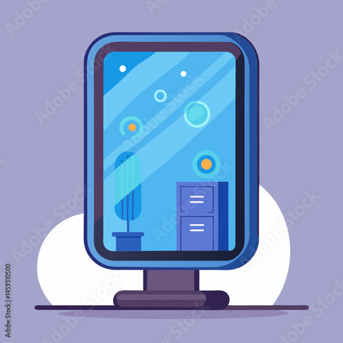 A smartphone displaying a phone and a tablet on its screen, showcasing various devices in a tech setup.