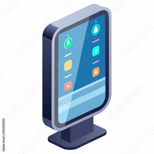 A smartphone displaying a phone and a tablet on its screen, showcasing various devices in a tech setup.