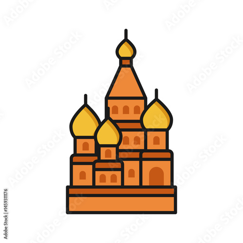 The Kremlin vector icon illustration on white background. Historical building and monument icons in solid line style