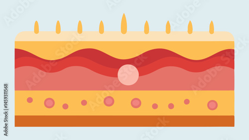 Layered Skin A crosssection of skin layers highlighting how nanoparticles are absorbed in the dermis and epidermis contributing to overall skin health and brightness.