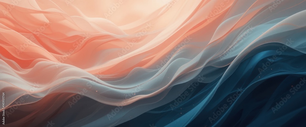 Fototapeta premium Abstract Coral and Peach Flowing Fabric Texture Warm and Inviting Background Image