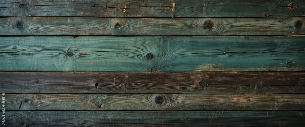 Obraz premium Rustic Weathered Reclaimed Wood Wall Texture Earthy Green and Brown Tones