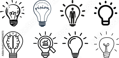 A light bulb vector illustration, A set of light bulbs icons isolated on white background.