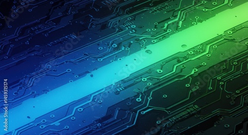 Abstract Blue Green Circuit Board Technology Backgrounds