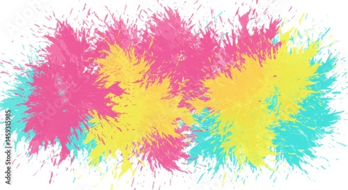 Abstract Colorful Paint Splashes Background Pink Yellow Cyan