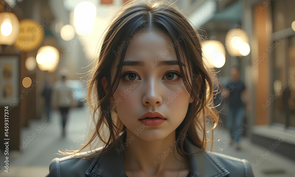 Obraz premium Asian heartbroken woman - young girl experiencing intense emotional pain, significant loss or rejection, feeling of distress, sadness and confusion