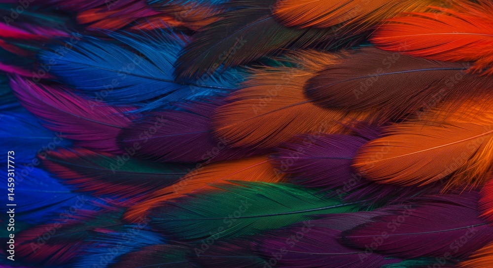 Obraz premium Colorful feathers create textured plumage mosaic