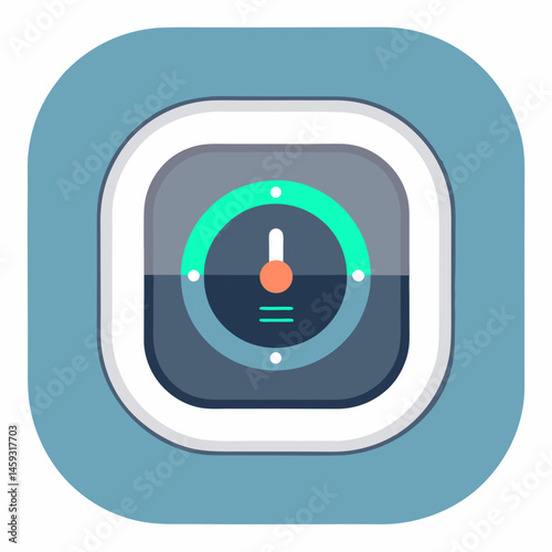 Flat icon of a button featuring a bright green light, indicating an active or on status.