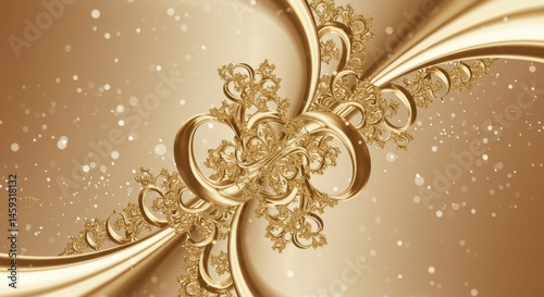 Abstract Gold Swirl Background With Subtle Sparkle And Intricate Floral Design