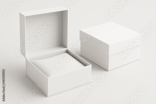 Jewellery Box Presentation: Elegant white jewelry box, perfect for showcasing precious items, offering a sophisticated and minimalist design for your products.