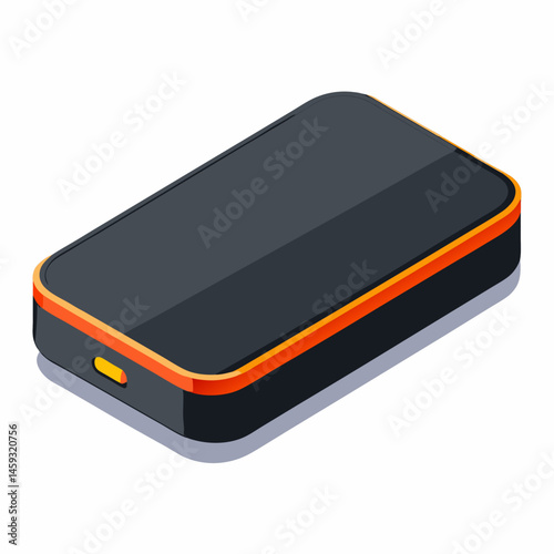 A black portable hard drive resting on a wooden surface, showcasing its sleek design and compact size.