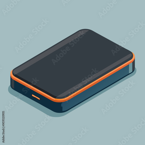 A black portable hard drive resting on a wooden surface, showcasing its sleek design and compact size.