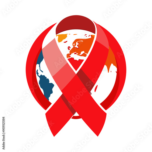Download Wrapped In A Large, Bold Red Ribbon, Symbolizing World Aids Day Eps File For Design.