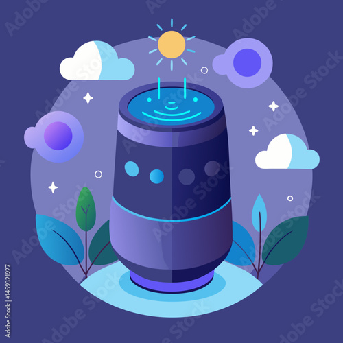 Illustration of a cloud computing system, showing interconnected servers and data flow in a digital environment.