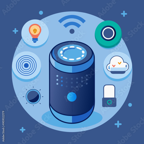 Illustration of a cloud computing system, showing interconnected servers and data flow in a digital environment.
