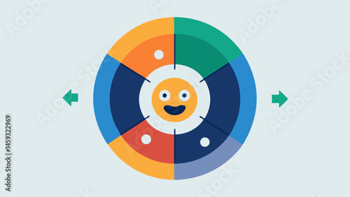 Feedback Loop A wheel of emotions that spins to indicate the various feelings detected from a persons expression as an AI analyzes it with an arrow pointing to the current dominant
