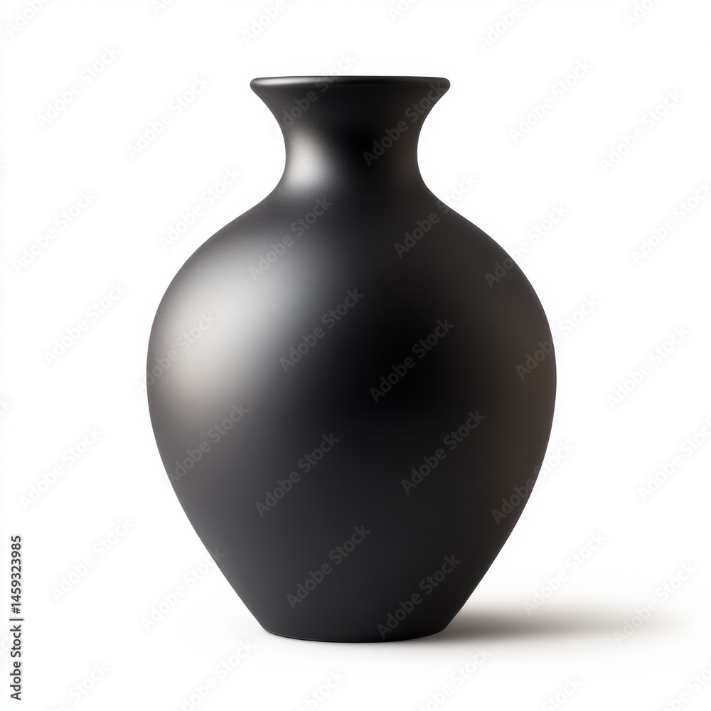 Matte black vase with a rounded shape Matte black vase with a rounded shape
