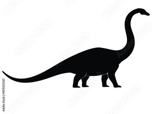 brachiosaurus dinosaur vector illustration, silhouette 