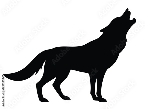 silhouette of a wild canine wolf in png