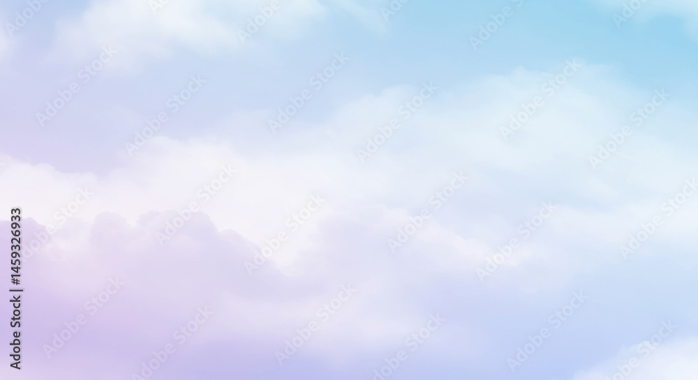 Obraz premium Pastel Sky With Fluffy Clouds Soft Colors And Hues