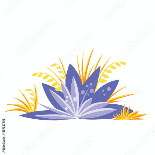 Plants leaves grass color Style flat vector